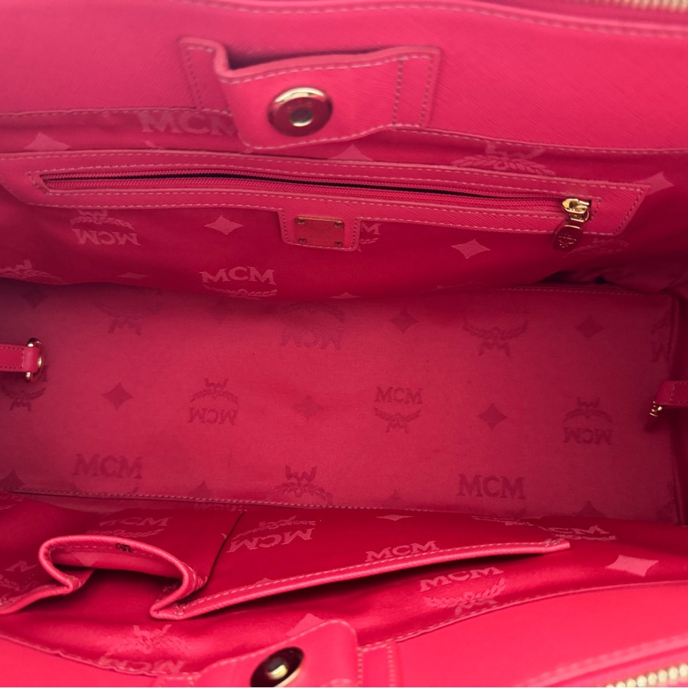 MCM Vibrant Pink Shoulder Bag with Gold Accents with COA - Picture 11 of 16